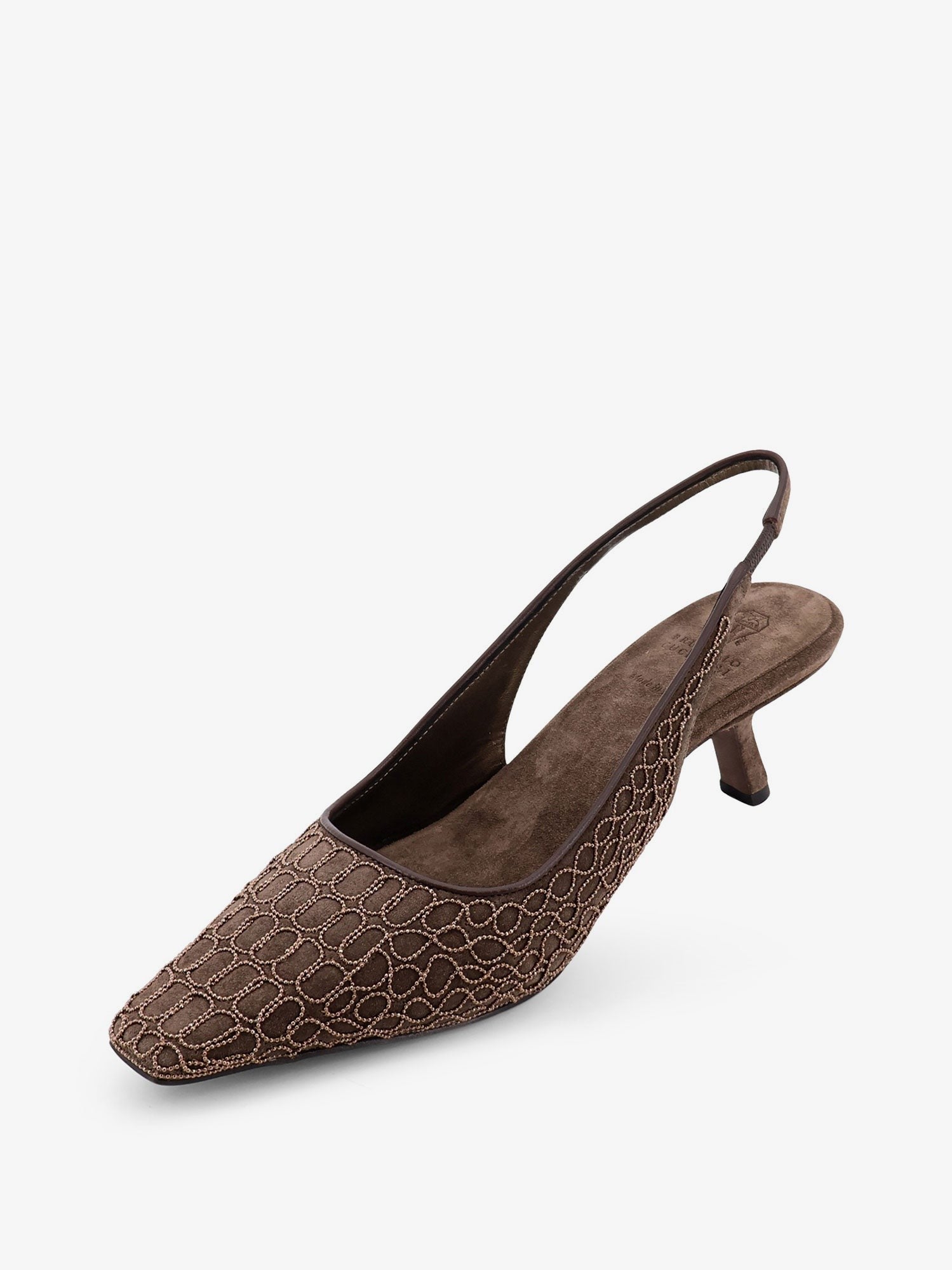 Suede slingback pumps with Monili decoration