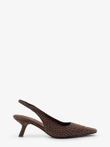 Suede slingback pumps with Monili decoration