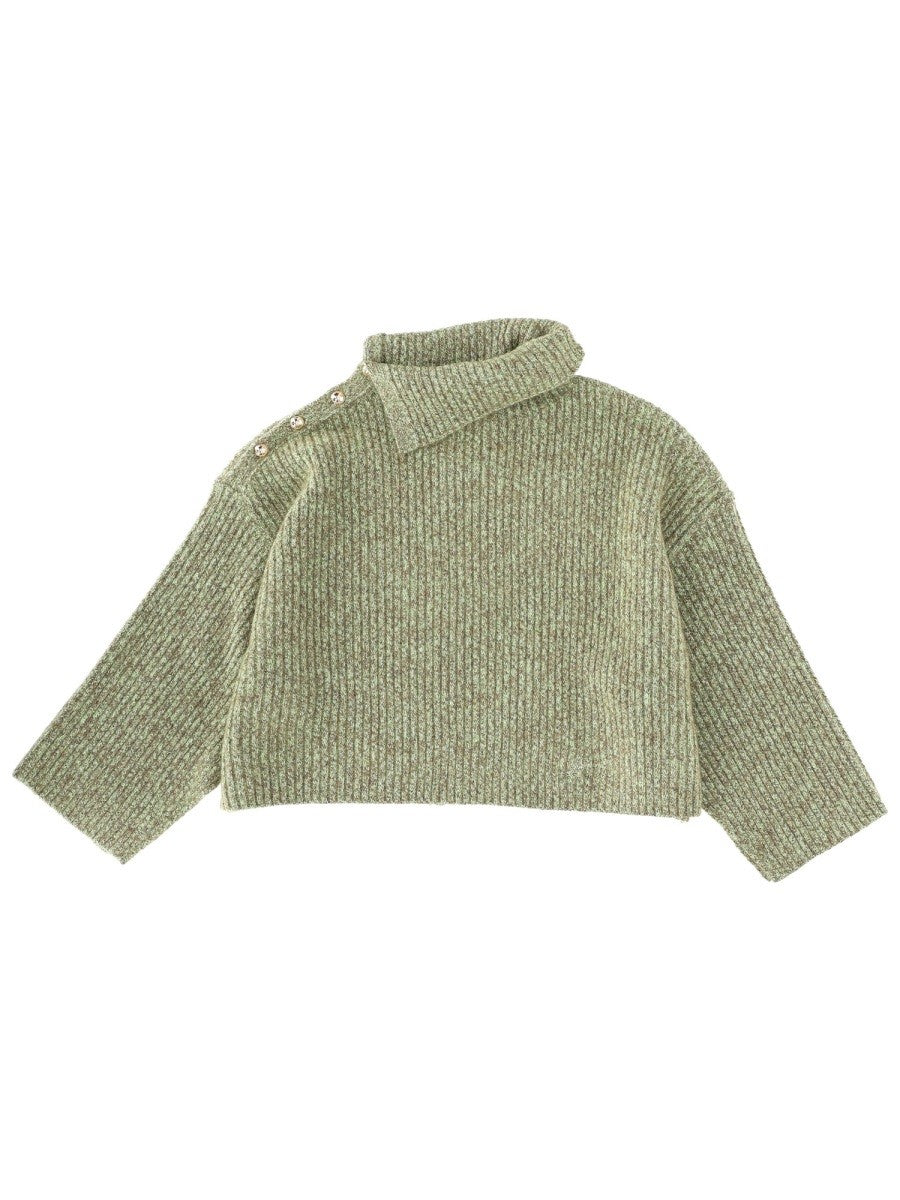 GANNI - SWEATER WITH SIDE BUTTON CLOSURE sweater-with-side-button-closure