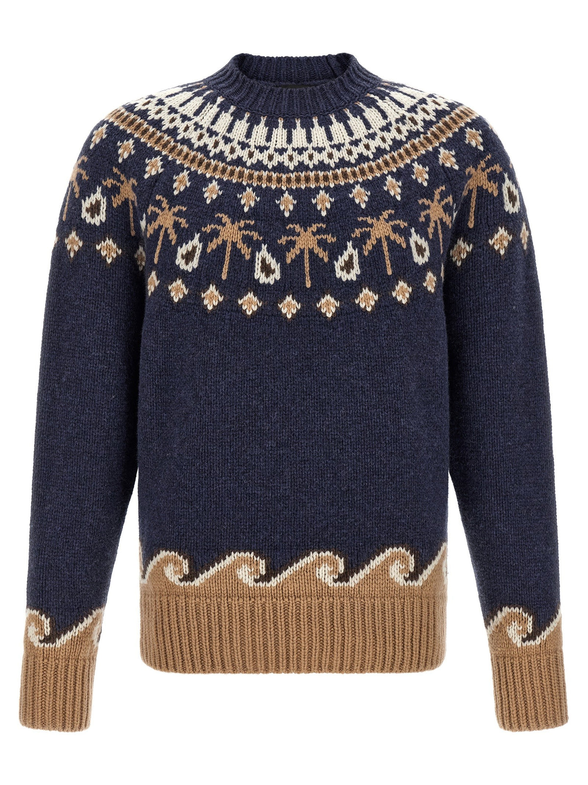 ALANUI - 'Sweet Winter' Fair Isle Wool Sweater Blue M
