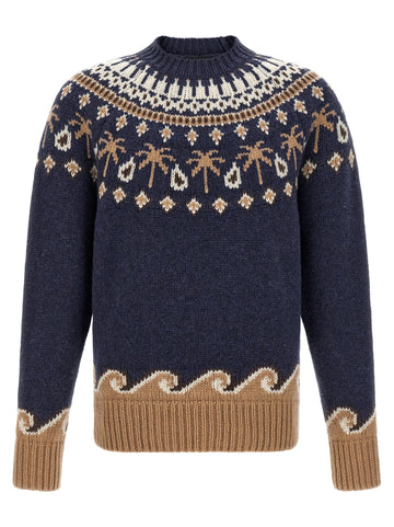 ALANUI - 'Sweet Winter' Fair Isle Wool Sweater Blue M