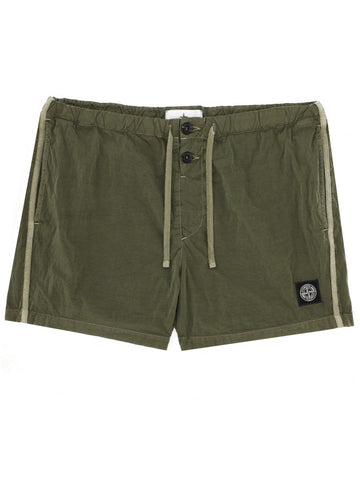 Stone Island - SWIMSUIT WITH LOGO PATCH Military green