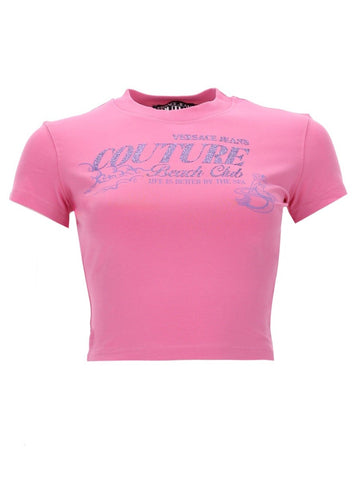 Versace Jeans Couture - T-SHIRT CON LOGO GLITTERATO t-shirt-con-logo-glitterato_7739ee8a-275c-4ee2-b32f-e6b53fc1fa59