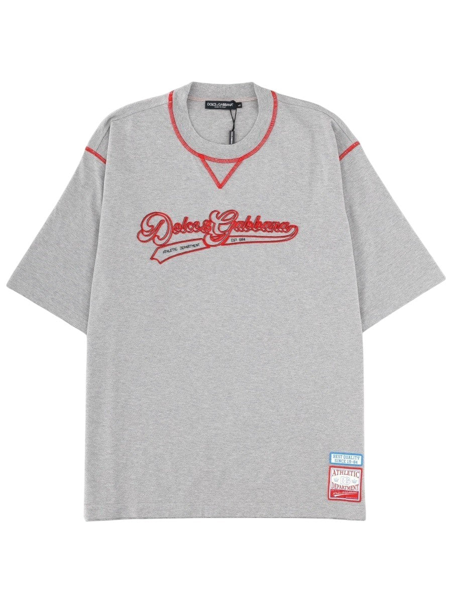 Dolce & Gabbana - T-SHIRT CON LOGO RICAMATO dolce-gabbanagrey-cotton-tshirt-embroidered-logo-a1b2c3d4