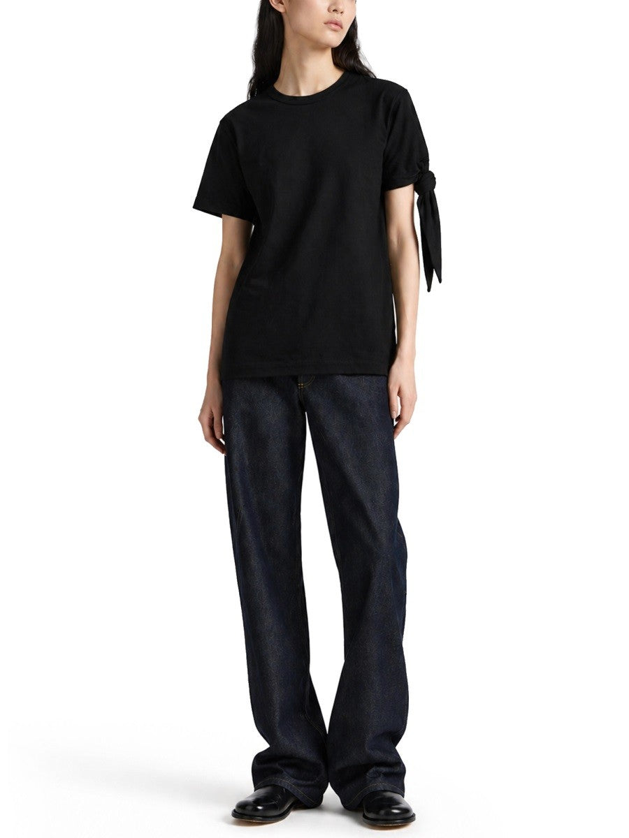 jw anderson - t-shirt con manica annodata Black