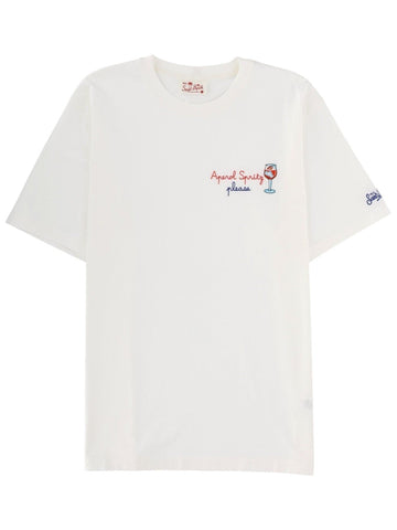 MC2 SAINT BARTH - White T-shirt with "Aperol Spritz, please" embroidery t-shirt-con-ricamo_726430d4-7369-4eca-99e7-b048d1c2a923
