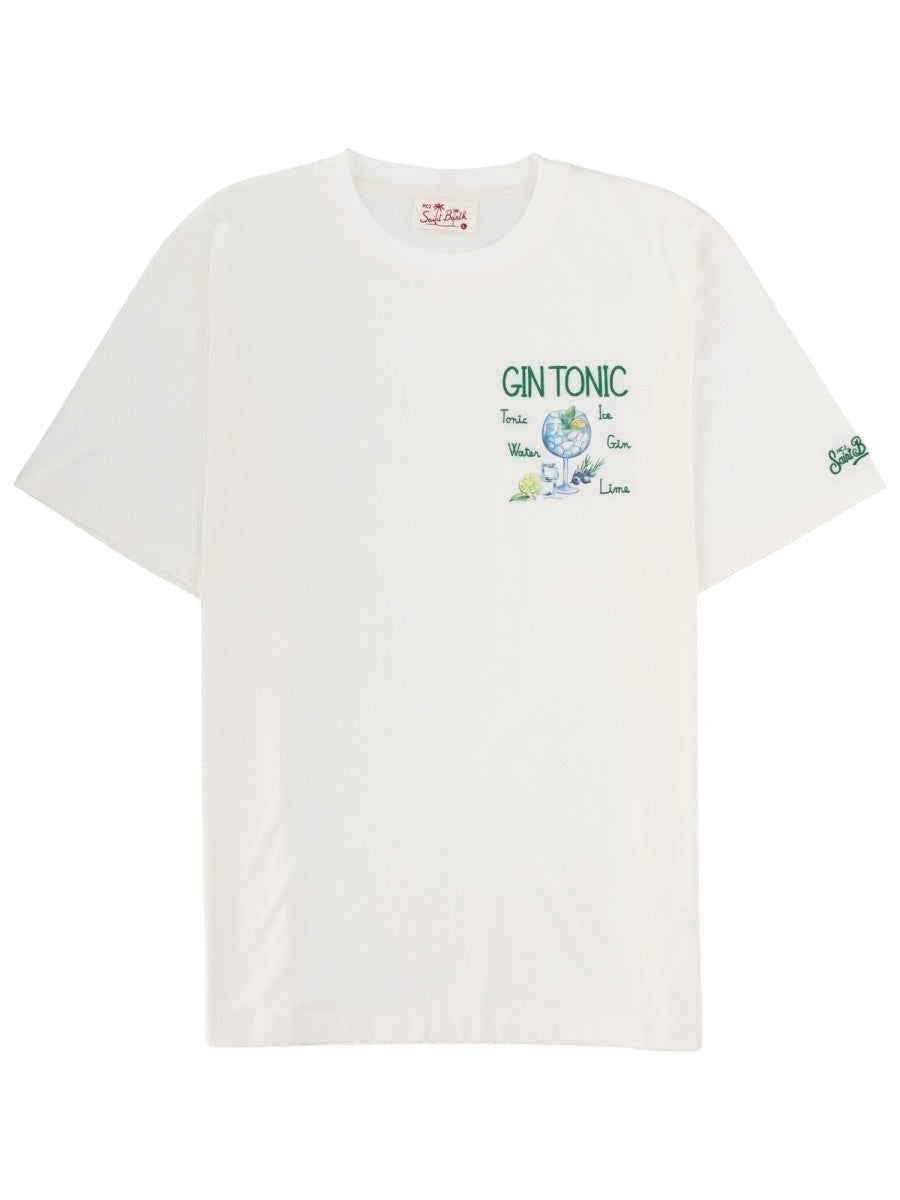 MC2 SAINT BARTH - White Portofino T-shirt with Gin Tonic embroidery t-shirt-con-ricamo_ac93d4ea-3fde-48a7-9008-25d85325c5f6