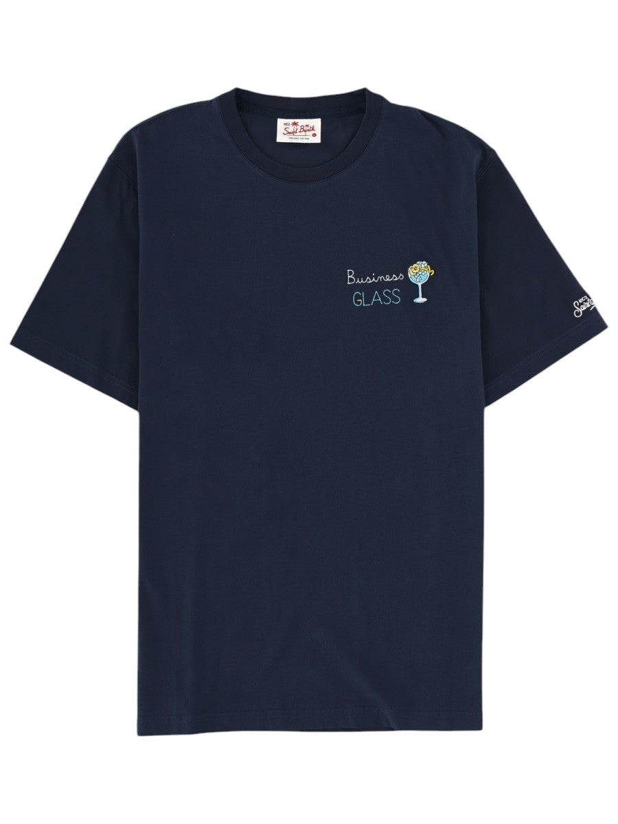 MC2 SAINT BARTH - Blue Portofino T-shirt with Business Glass embroidery t-shirt-con-ricamo_bc31cc26-89e8-40e6-be89-a318aed1ad48