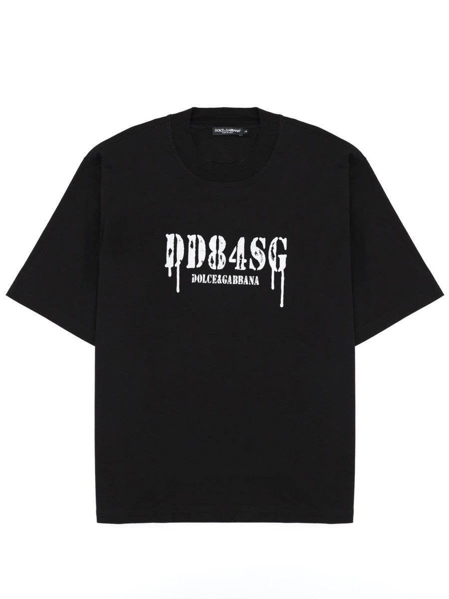 Dolce & Gabbana - T-SHIRT CON STAMPA E LOGO t-shirt-con-stampa-e-logo_4ceefe99-99f7-4147-b435-954112a54609