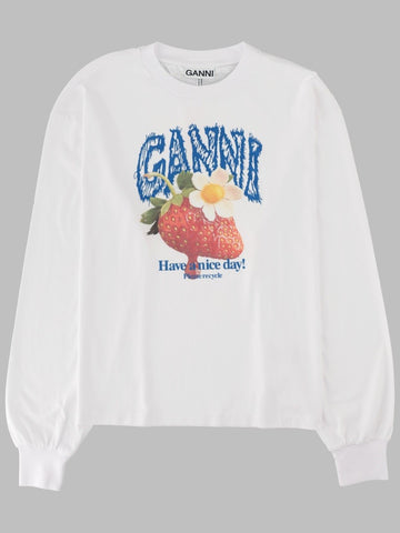 GANNI GANNI - T-SHIRT CON STAMPA "STRAWBERRY"