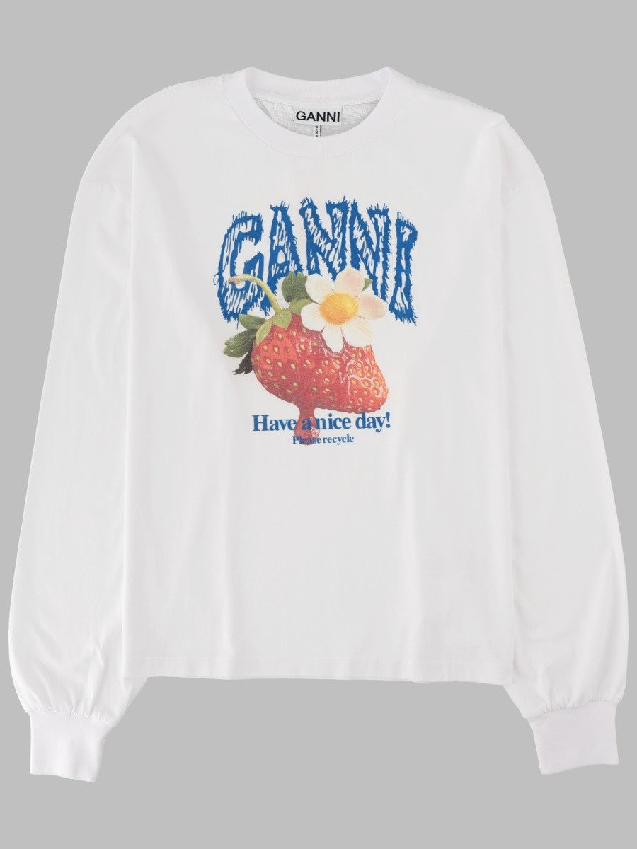 GANNI GANNI - T-SHIRT CON STAMPA "STRAWBERRY"