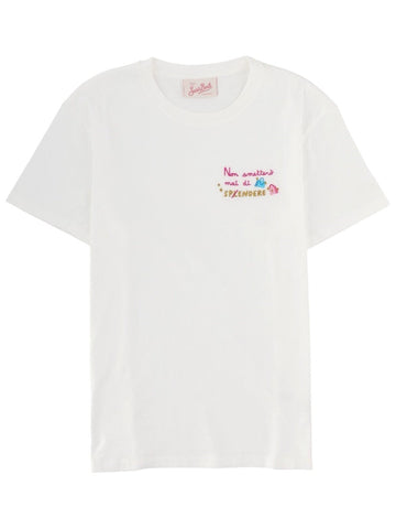 MC2 SAINT BARTH - Emilie White Cotton T-shirt "Non smetterò mai di splendere" t-shirt-emilie_00854fbe-ecb3-4249-9ca5-2d2d6a7b7c68
