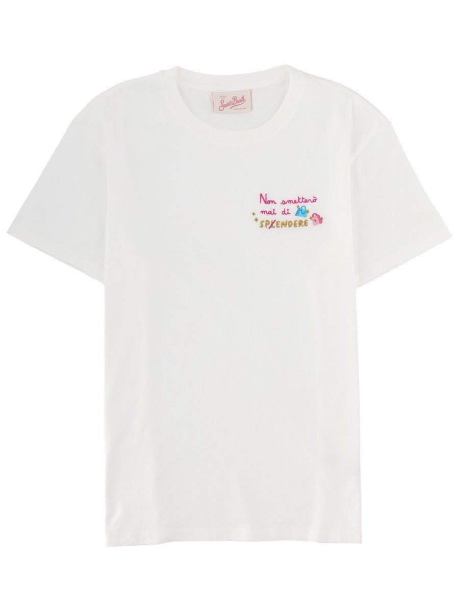 MC2 SAINT BARTH - Emilie White Cotton T-shirt "Non smetterò mai di splendere" t-shirt-emilie_00854fbe-ecb3-4249-9ca5-2d2d6a7b7c68