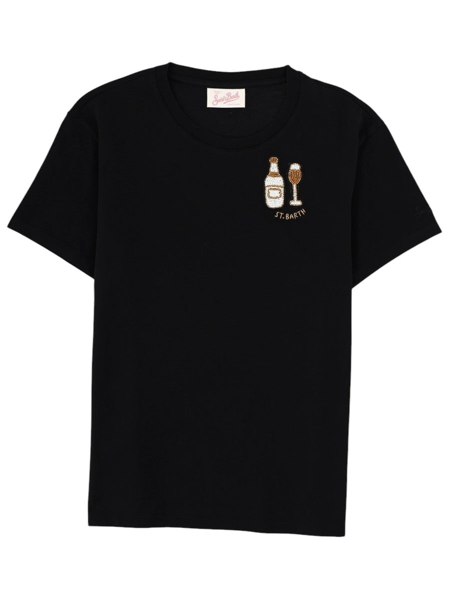 MC2 SAINT BARTH - Emilie Black T-shirt with Cocktail Logo t-shirt-emilie_02bc2fd1-f747-486a-9f40-1f8fa5d33888