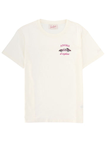 MC2 SAINT BARTH - Emilie White Cotton T-shirt "Adoro" t-shirt-emilie_36392e25-6baa-4c89-b397-06bcb5c1b889