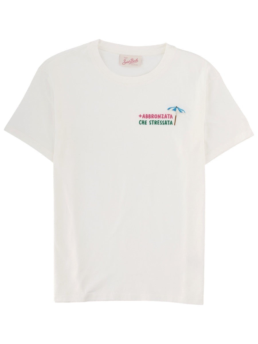 MC2 SAINT BARTH - Emilie White T-shirt "ARBBRONZATA" t-shirt-emilie_862c8020-4631-4151-9021-de4e9f20aa84