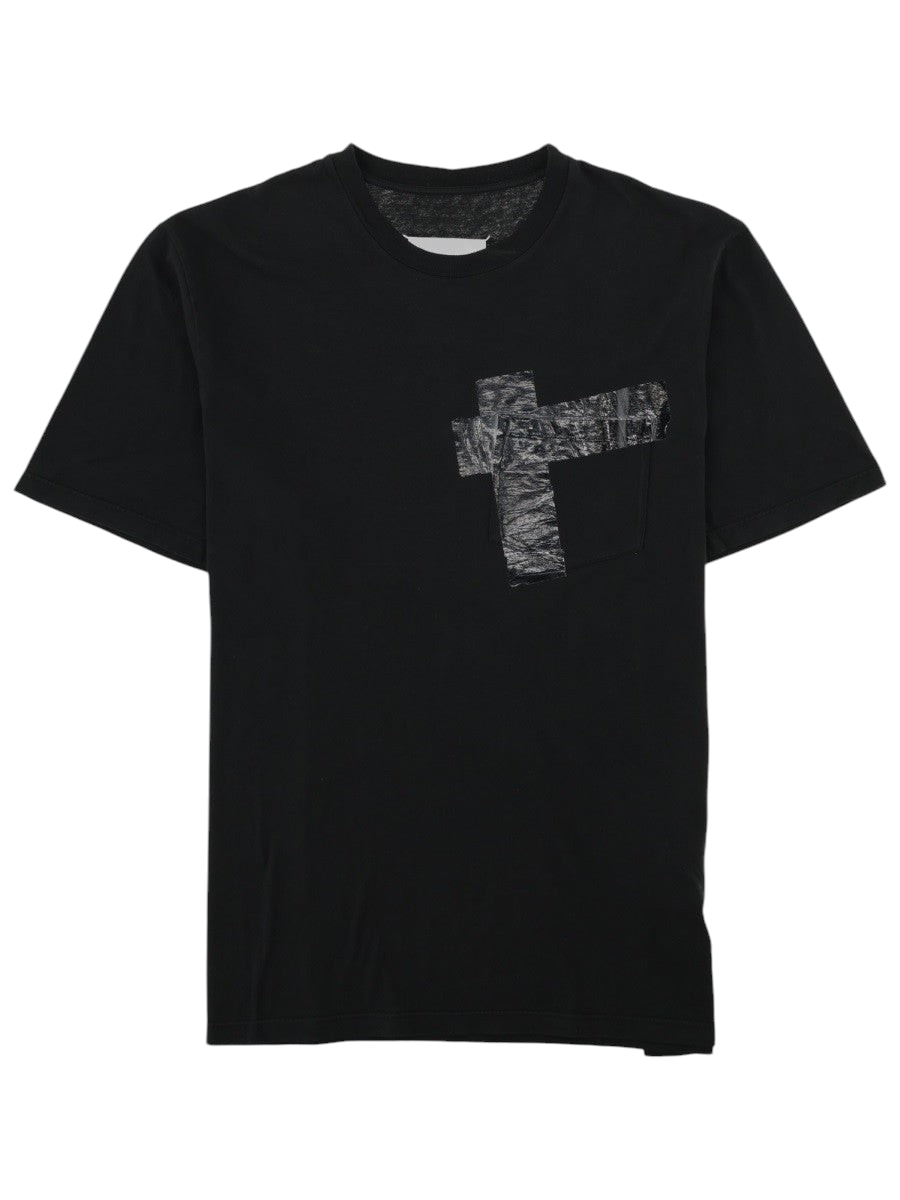 Maison Margiela - T-SHIRT IN JERSEY DI COTONE "TAPED" Black
