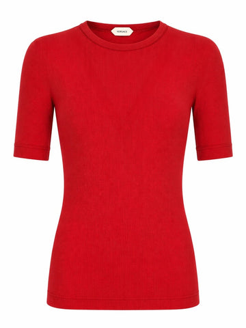 Versace T-SHIRT IN LANA A COSTE CON RICAMO