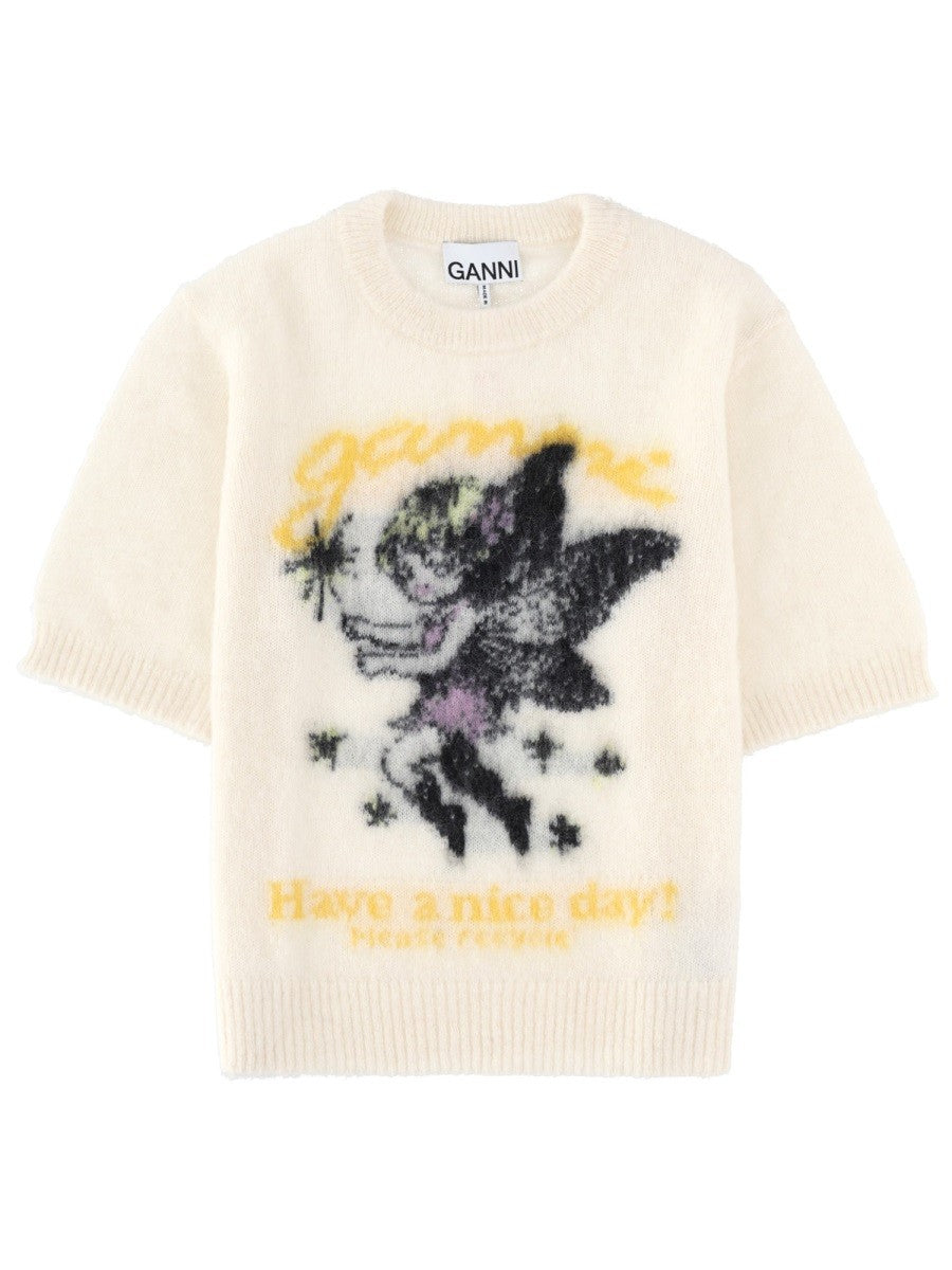 GANNI - MAGLIA A MANICHE CORTE t-shirt-in-maglia_cd36f394-3f1e-483b-8def-5b879e10a6c5