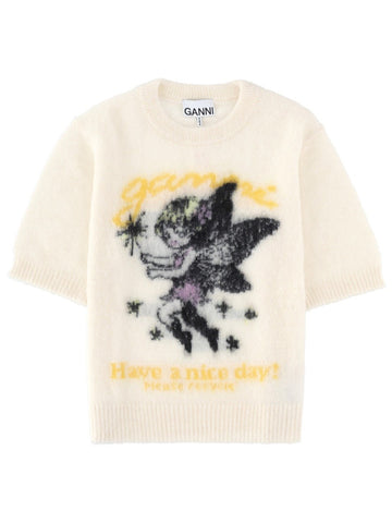 GANNI - MAGLIA A MANICHE CORTE t-shirt-in-maglia_cd36f394-3f1e-483b-8def-5b879e10a6c5