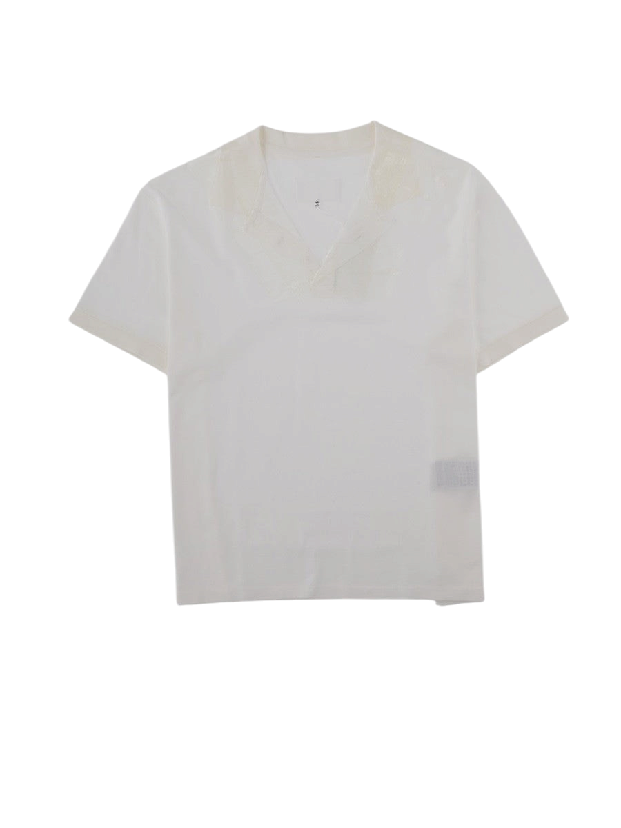 Maison Margiela - T-SHIRT "TAPED" CON SCOLLO A V White