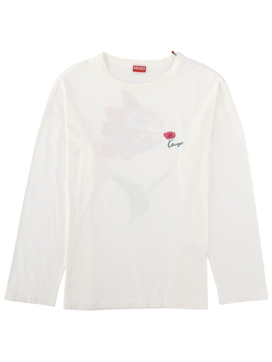 Kenzo - "TULIP" Long-sleeved Cotton T-shirt t-shirt-tulip-a-manica-lunga_bb77f617-23bf-43df-917e-35828794f433