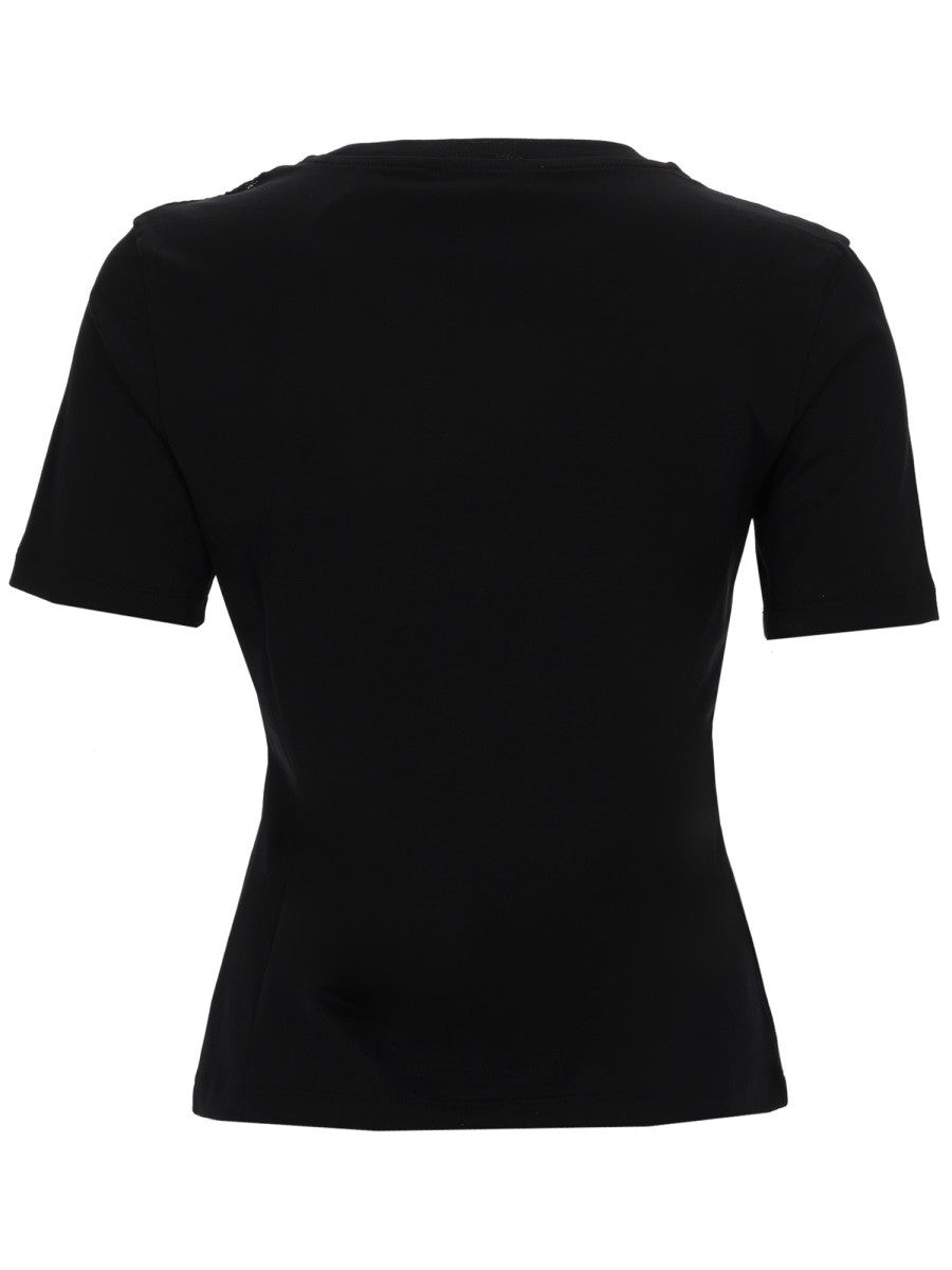 NINA RICCI - T-SHIRT WITH BOW AND LACE INSERTS