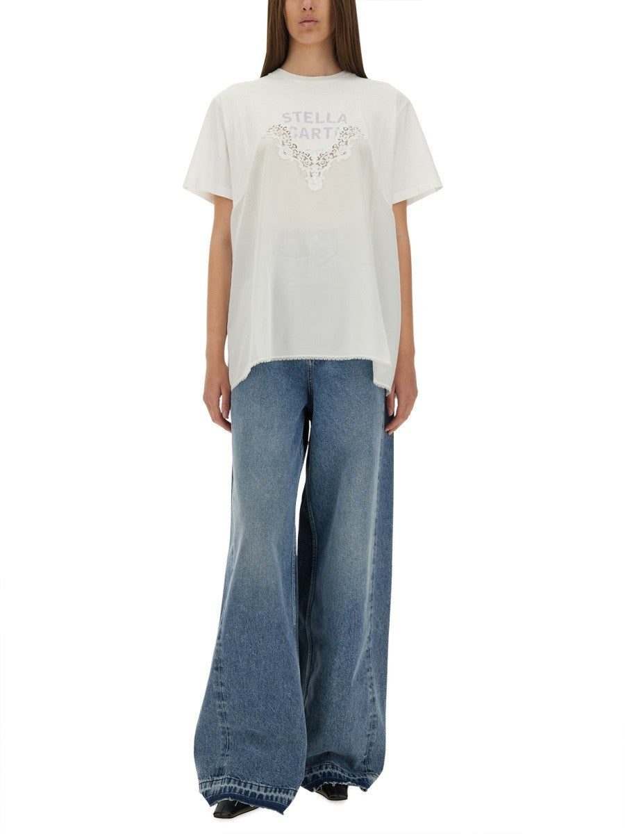 stella mccartney stella mccartney - T-SHIRT WITH LACE INSERT