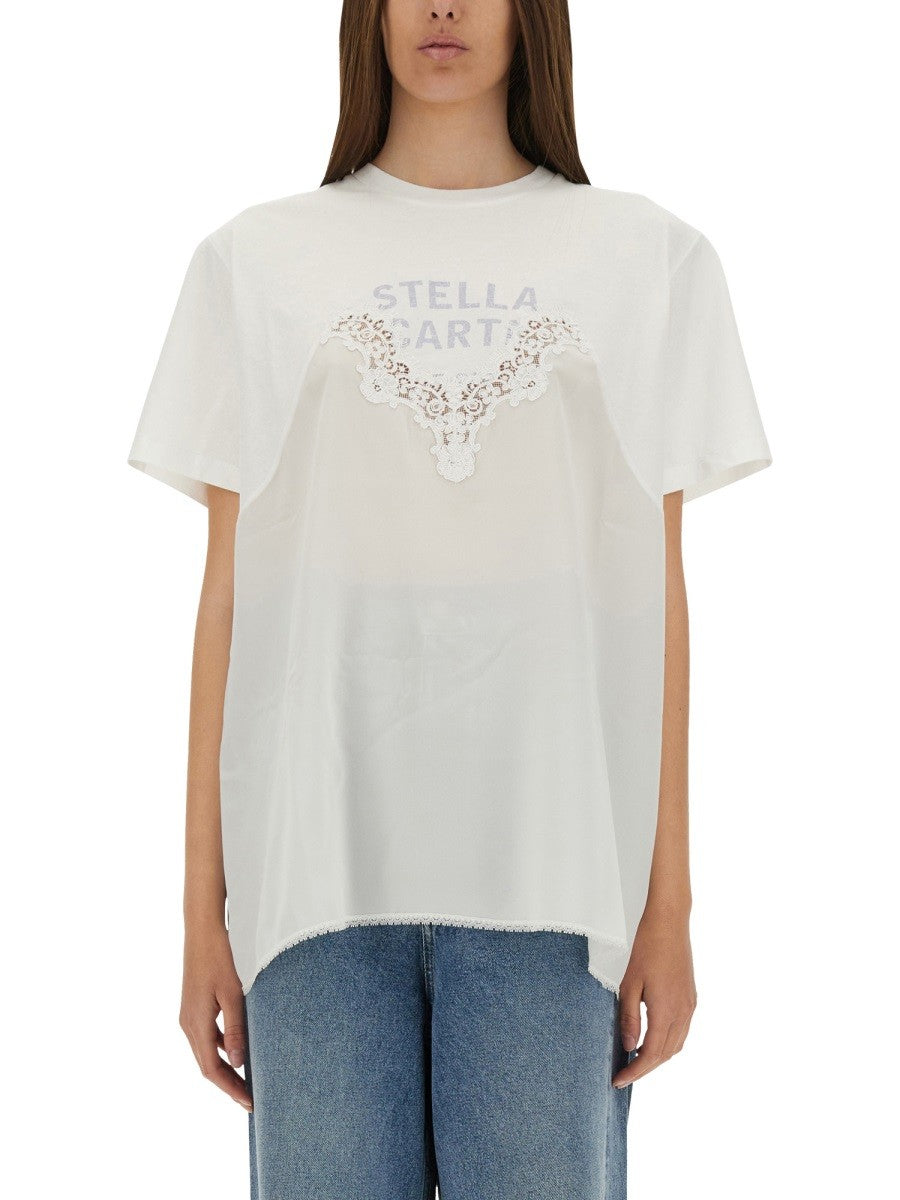 stella mccartney stella mccartney - T-SHIRT WITH LACE INSERT