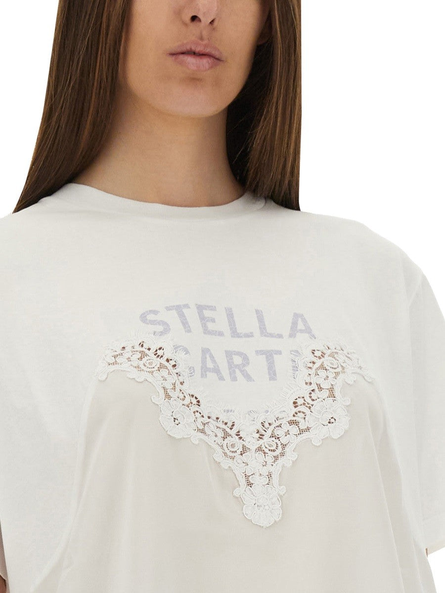 stella mccartney stella mccartney - T-SHIRT WITH LACE INSERT