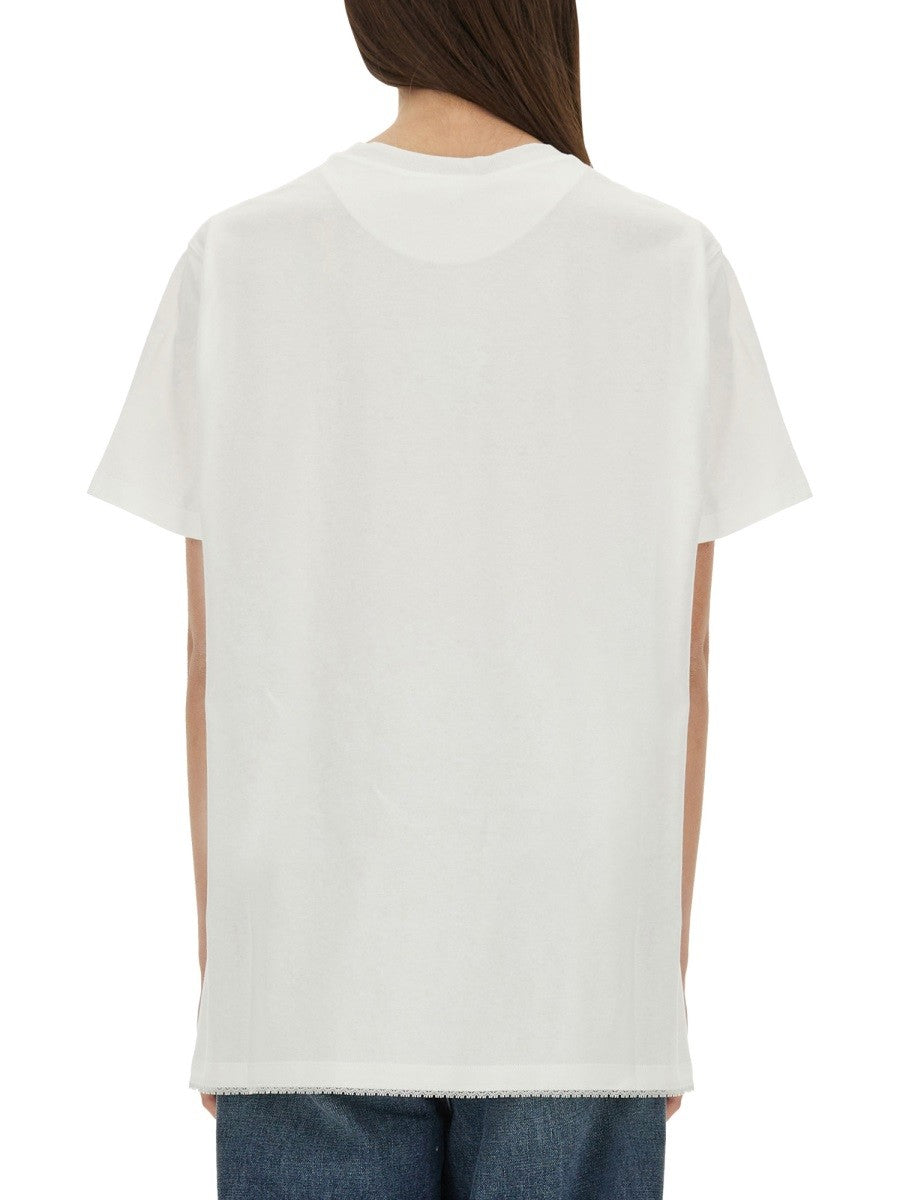 stella mccartney stella mccartney - T-SHIRT WITH LACE INSERT