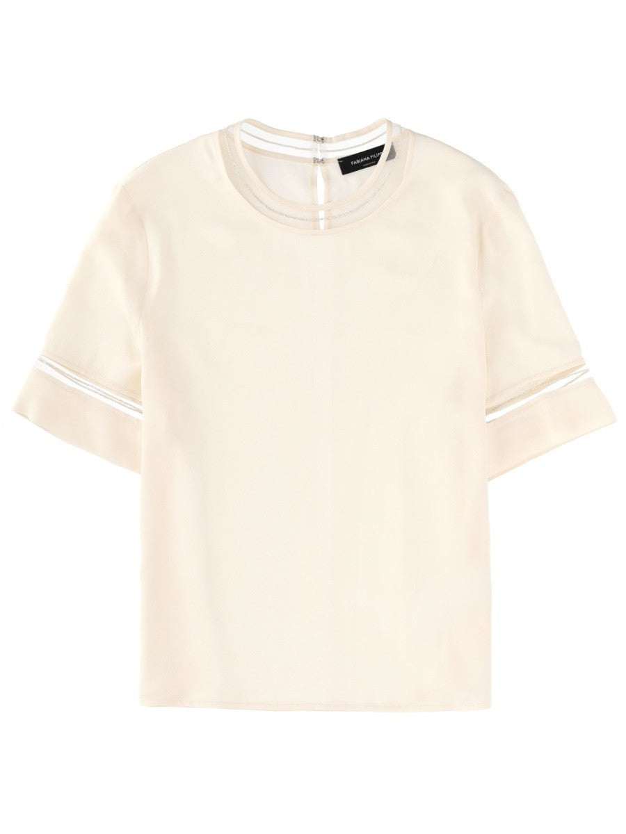 Fabiana Filippi - T-SHIRT WITH TRANSPARENT DETAILS