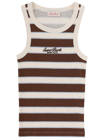 MC2 SAINT BARTH - Brown Striped Tank Top "ADA" with Logo tank-top-ada-con-logo_5e4cd306-f90f-4778-8b37-a1c2ec5ab93a