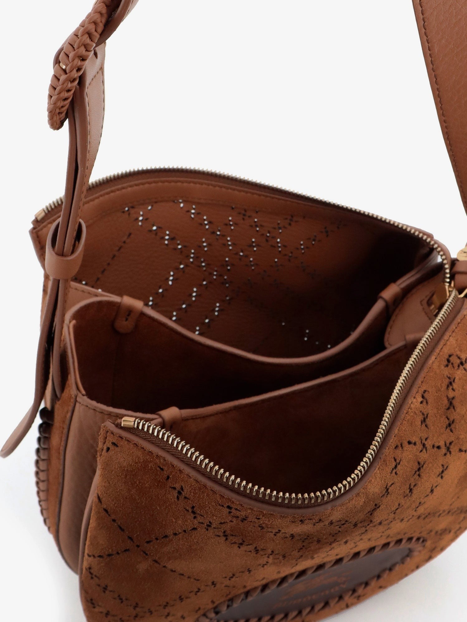 Burberry - Tavistock suede crossbody bag with perforated pattern
