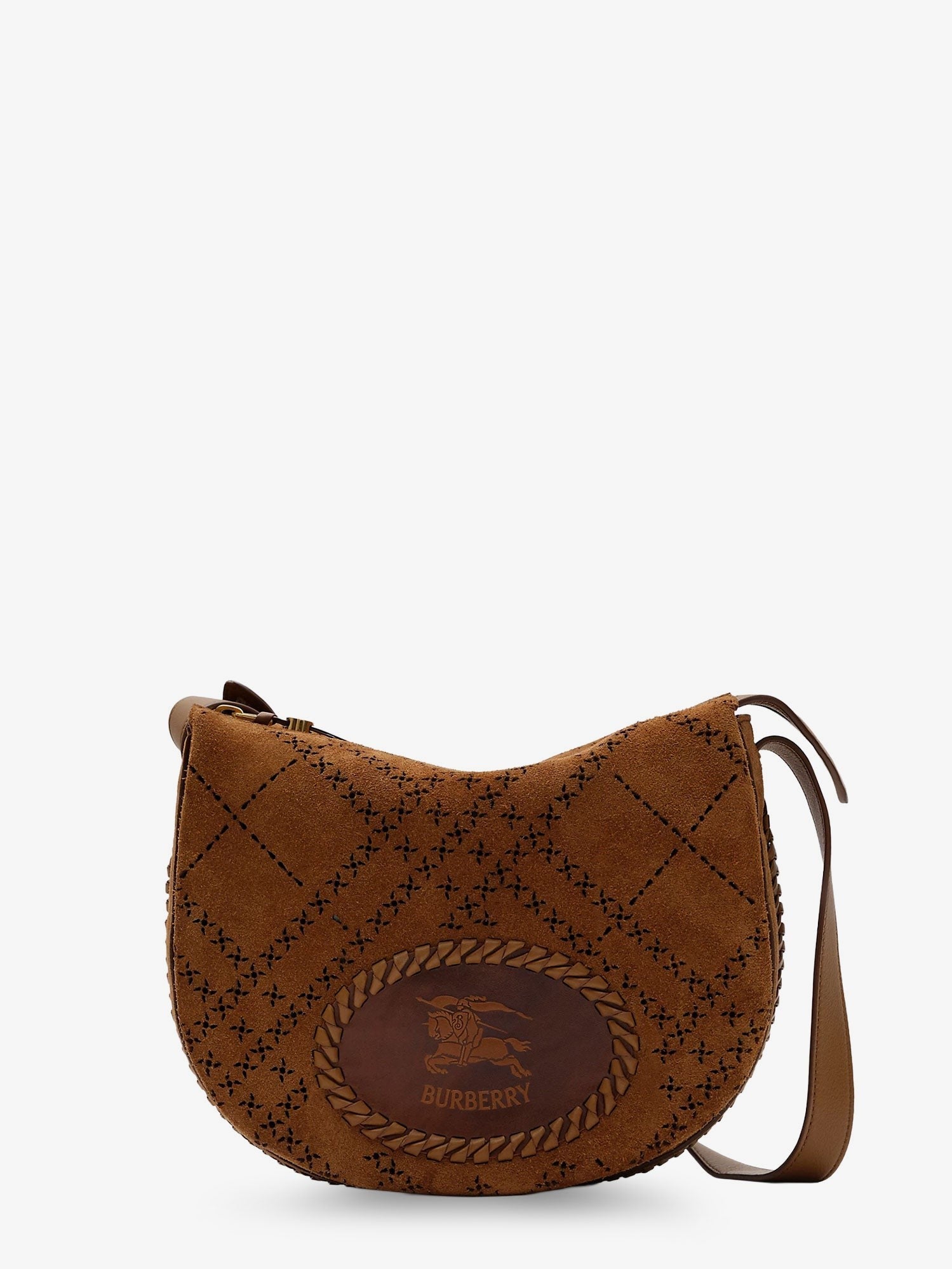 Burberry - Tavistock suede crossbody bag with perforated pattern