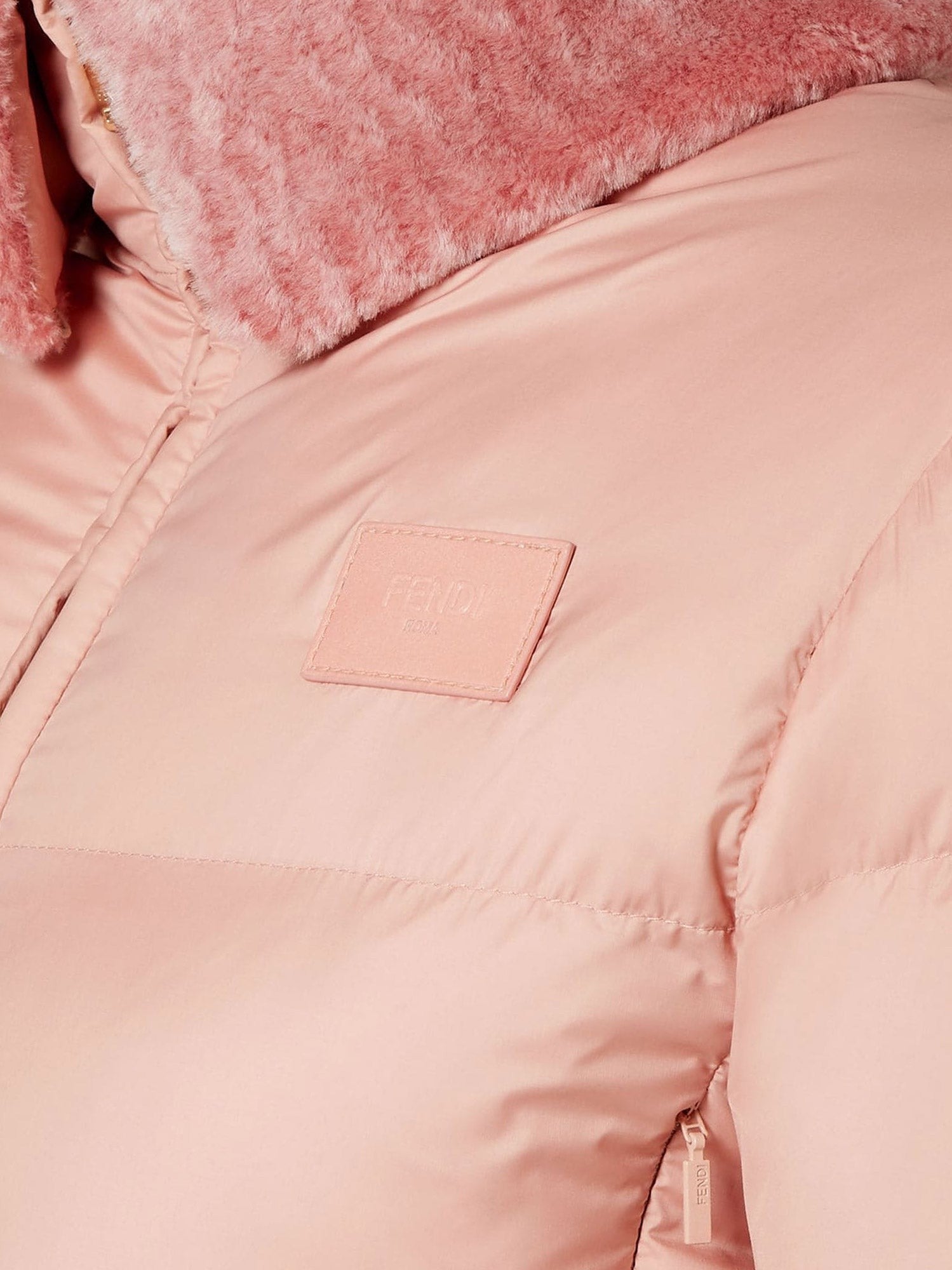 Technical fabric and shearling down jacket