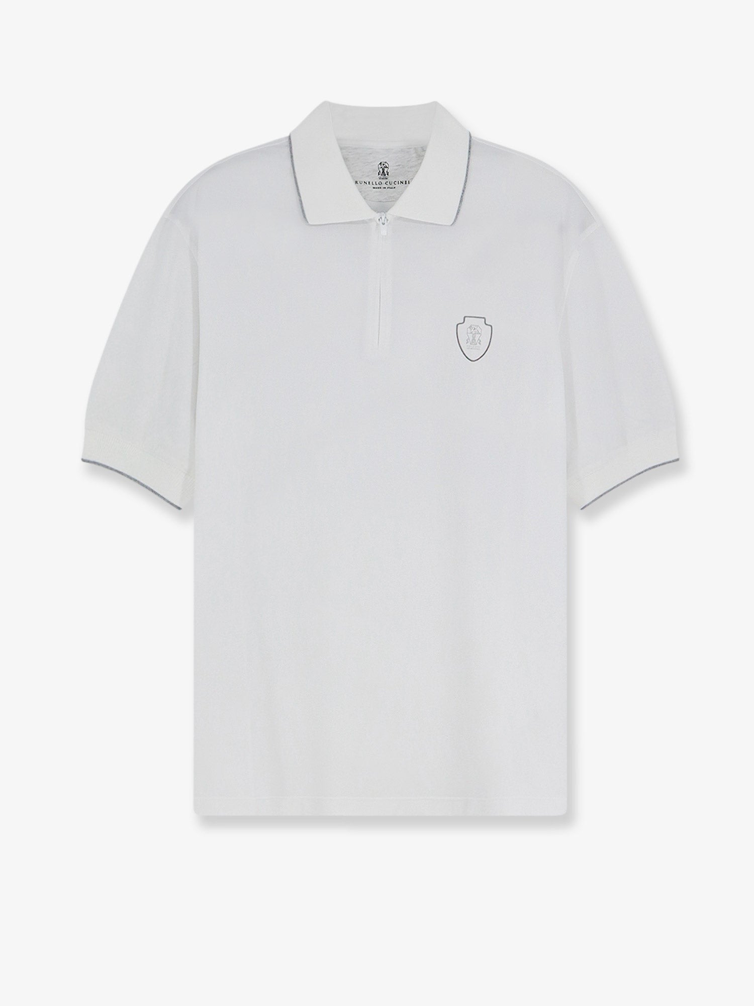 Brunello Cucinelli Brunello Cucinelli - Technical fabric polo shirt with embroidered logo on the front