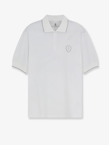 Brunello Cucinelli Brunello Cucinelli - Technical fabric polo shirt with embroidered logo on the front