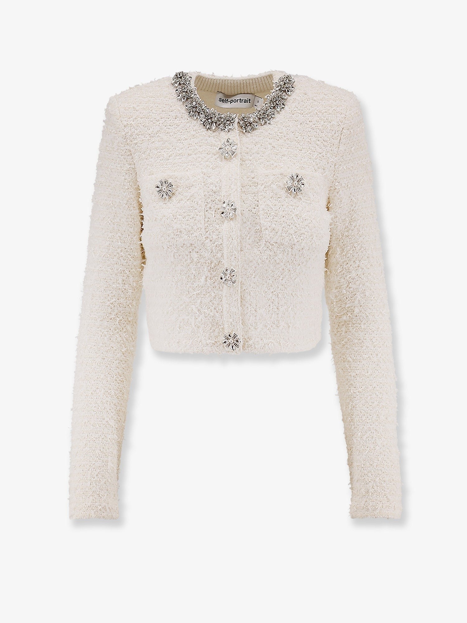 SELF PORTRAIT Cotton blend cardigan with rhinestones