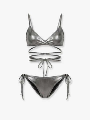 The Attico The Attico - The Attico Il Primo Bagno lycra bikini with a metallic effect
