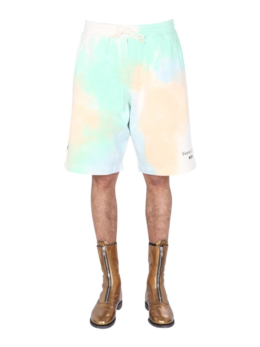 msgm - TIE DYE PATTERN BERMUDA MULTICOLOUR S