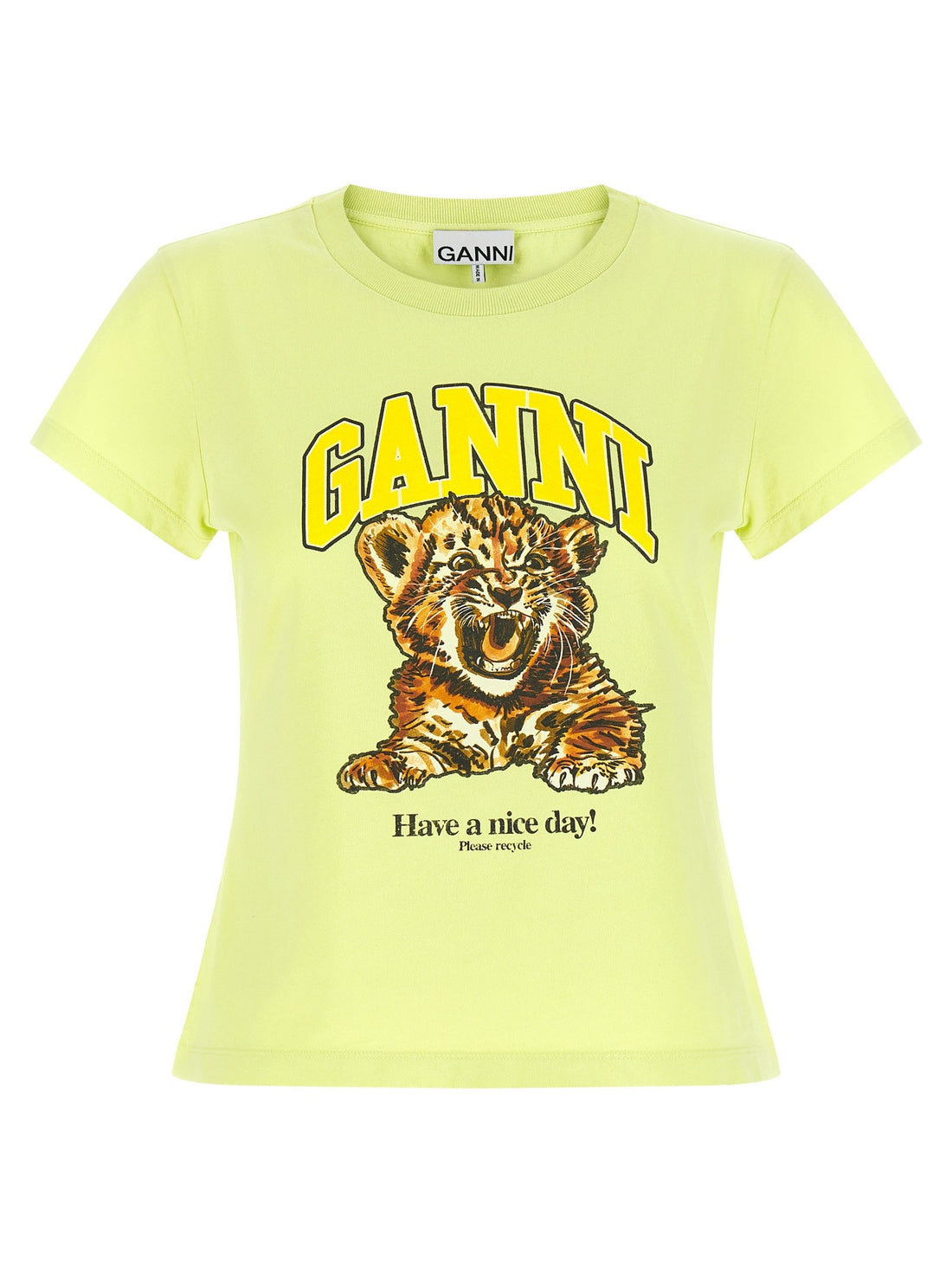 GANNI - 'Tiger' T-shirt GREEN