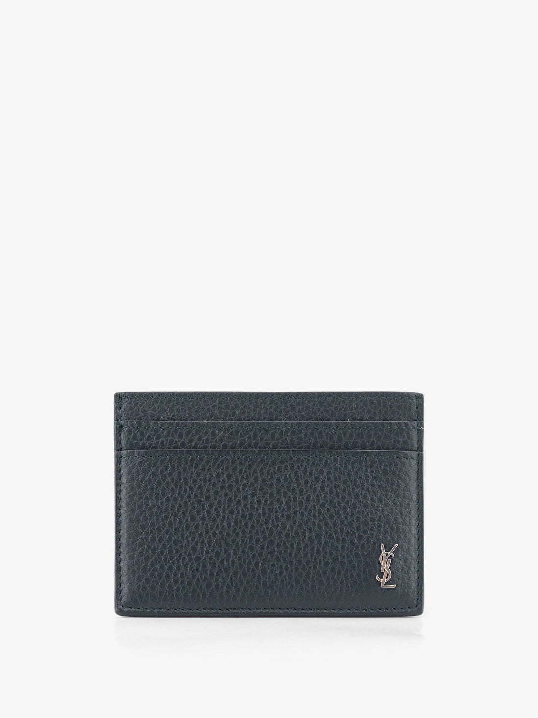 Saint Laurent - Tiny Cassandre textured leather card holder GREENULTRAMARINE UNI