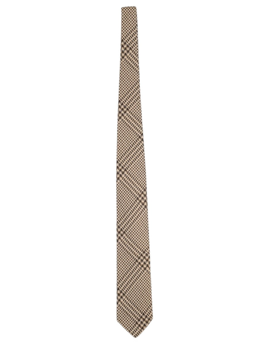TOM FORD - 8 cm Silk Jacquard Tie - Beige & Brown tom-ford-8cm-silk-jacquard-tie-beige-brown-geometric-front-jpg