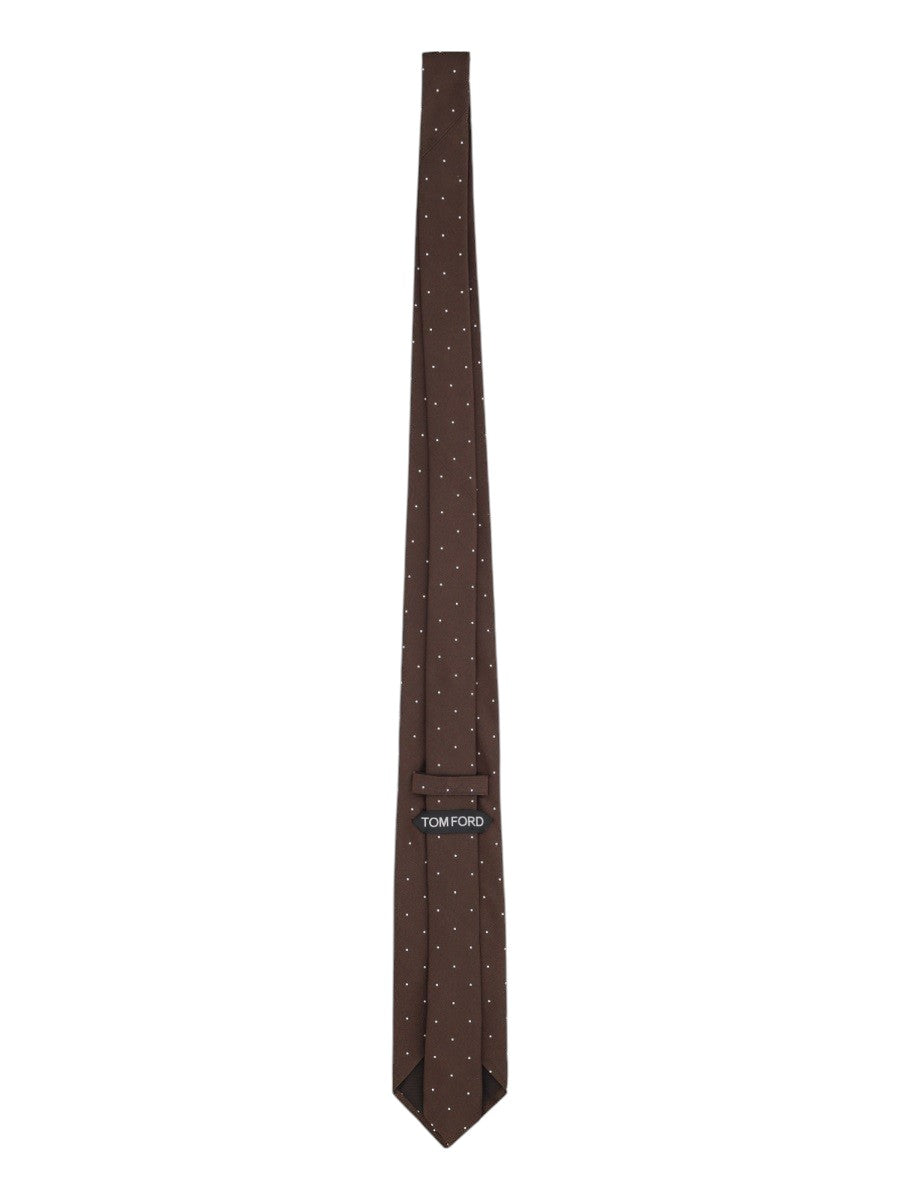 TOM FORD - 8 cm Silk Jacquard Tie - Brown tom-ford-8cm-silk-jacquard-tie-brown-front-micro-dot-jpg