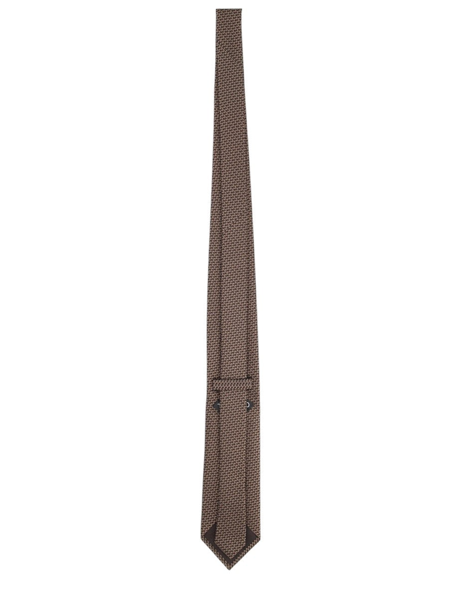 TOM FORD - 8 cm Silk Jacquard Tie - Brown tom-ford-8cm-silk-jacquard-tie-brown-back-textured-pattern-jpg