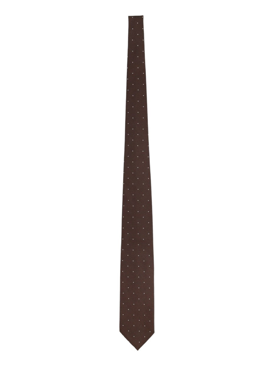 TOM FORD - 8 cm Silk Jacquard Tie - Brown tom-ford-8cm-silk-jacquard-tie-brown-front-micro-dot-jpg