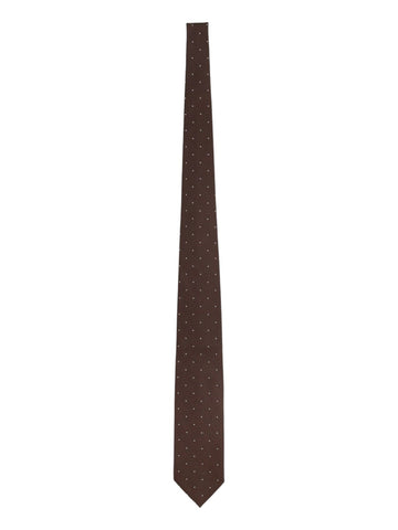 TOM FORD - 8 cm Silk Jacquard Tie - Brown tom-ford-8cm-silk-jacquard-tie-brown-front-micro-dot-jpg