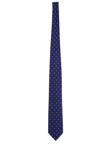 TOM FORD - 8 cm Silk Jacquard Tie - Navy Blue tom-ford-8cm-silk-jacquard-tie-navy-blue-front-polka-dot-jpg