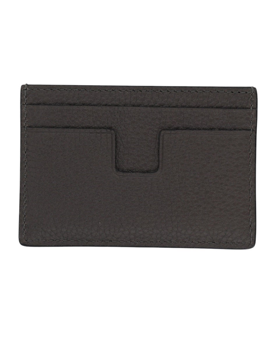 TOM FORD - Classic Grained Leather Card Holder - Black tom-ford-classic-grained-leather-card-holder-black-front-logo-jpg